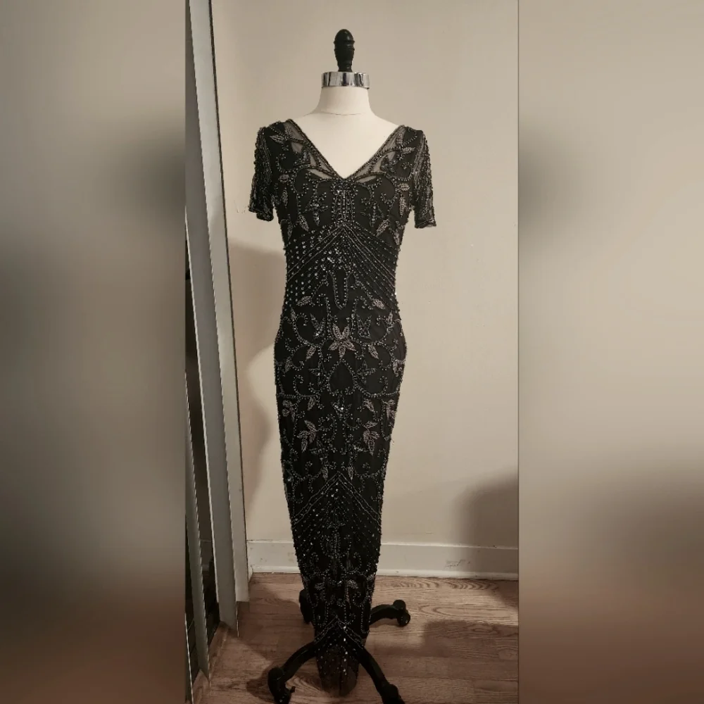 Beaded Mesh column gown by Pisarro Nights size 4 - Picture 1 of 6